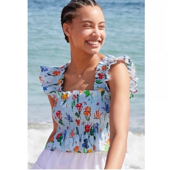 Hill House Blue Floral Ellie Shirt and Paz Skirt Set Size Large - Picture 3 of 4